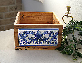 Nádoby - Krabica z dreva s porcelánovým obkladom - 14040626_
