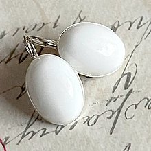 Náušnice - Classic Gemstone Silver Ag925 Earrings (White Jade Silver Ag925 Earrings  / Strieborné náušnice s bielym jadeitom) - 14042901_