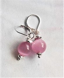 Náušnice - Ružové krásky- náušnice (Mačacie oko ružové 10mm) - 14043312_