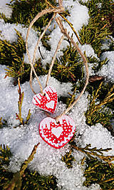Dekorácie - "Zasnežené srdce menšie" drevená vianočná ozdoba - 14044580_