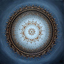 Obrazy - Mandala KVET ŠŤASTIA BIELY (tmavý podklad) 40 x 40 - 14046879_