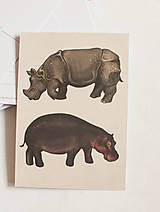 Papier - Pohľadnica "Animalium"- hippopotamus - 14047796_