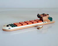 Hračky - Kontajnerová drevená loď, Drevená nákladná loď, drevená loď, riečna loď, Montessori hračka, veľká ručne vyrobená hračka - 14047603_