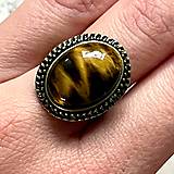 Prstene - Tiger Eye Bronze Vintage Ring / Prsteň s tigrím okom - 14049720_