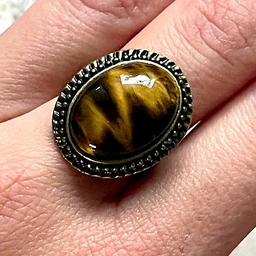 Tiger Eye Bronze Vintage Ring / Prsteň s tigrím okom