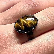 Prstene - Tiger Eye Bronze Vintage Ring / Prsteň s tigrím okom - 14049675_