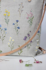 Kabelky - Ručne maľovaná ľanová kabelka "Botanical" - 14052075_