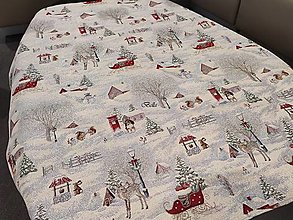 Úžitkový textil - Vianočný obrus Zasnežená zimná príroda so zvieratkami - 14053431_
