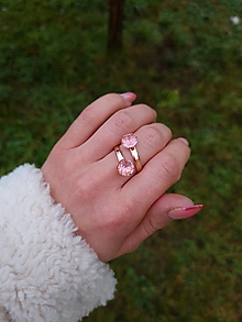 Prstene - Duo Swarovski Element v ružovom zlate - 14051078_