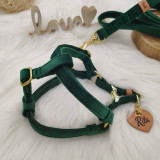 Pre zvieratá - Baxie handmade EMERALD velvet, smaragdový zelený zamatový step in postroj pre psa - 14053609_