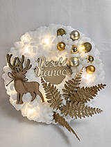 Dekorácie - Vianočný veniec bielo-zlatý - 14053216_