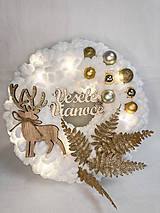 Dekorácie - Vianočný veniec bielo-zlatý - 14053219_