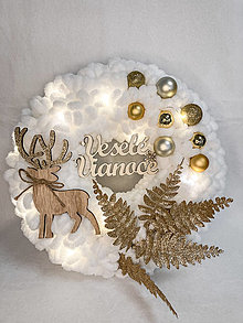 Dekorácie - Vianočný veniec bielo-zlatý - 14053219_
