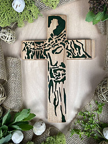 Dekorácie - Kríž Ježiš IV. (zelený motív) - 14048949_