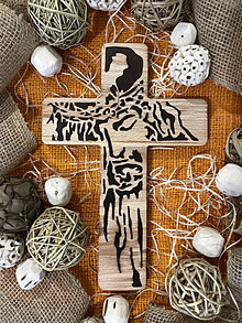 Dekorácie - Kríž Ježiš IV. (čokoládovo-hnedý motív) - 14048982_