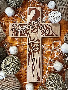 Dekorácie - Kríž Ježiš IV. (oranžový motív) - 14049133_