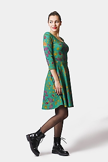 Šaty - Šaty s polkruhovou sukňou zelené so vzorom - 14058146_