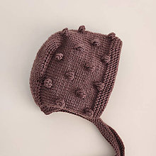Detské čiapky - MIJANI Merino čepček s guličkami - hnedý - 14055016_