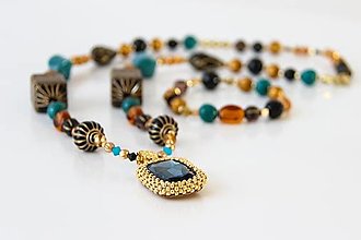 Náhrdelníky - Korálkové náhrdelníky so Swarovski krištáľmi Kleopatra (Náhrdelník 3) - 14058392_