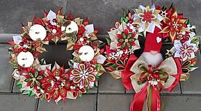 Dekorácie - Vianočný veniec na dvere alebo adventny v tradičných farbách (Adventny veniec) - 14055235_