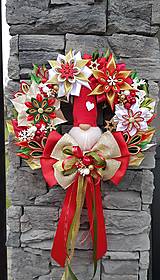 Dekorácie - Vianočný veniec na dvere alebo adventny v tradičných farbách (Adventny veniec) - 14055241_