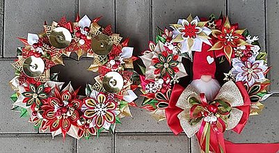 Dekorácie - Vianočný veniec na dvere alebo adventny v tradičných farbách (Set adventny + na dvere) - 14055227_