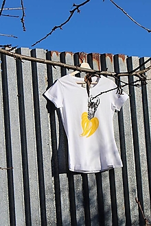 Topy, tričká, tielka - GOTs tričko dámsky strih - Banánová lama - 14059098_