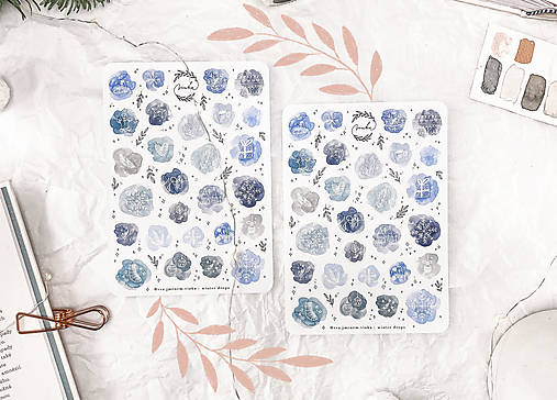Papier - Samolepky "Winter Drops" - 14058666_