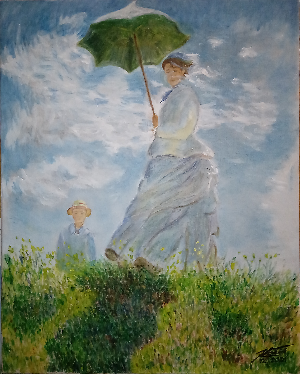 Žena so slnečníkom podľa Moneta 