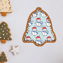 Dekorácie - Vianočné grafické perníky so vzorom stracciatella - snehuliak (zvonček) - 14056307_
