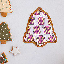Dekorácie - Vianočné grafické perníky so vzorom stracciatella - vianočný darček pásikavý (zvonček) - 14056309_