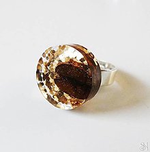 Prstene - Handmade živicový kruhový prsteň s kávovým zrnom - 14060165_