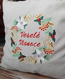 Úžitkový textil - Vianočný vankúš - Veselé Vianoce - 14062679_