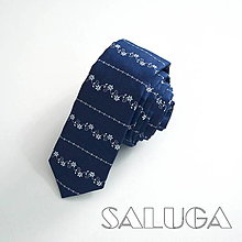 Pánske doplnky - Folklórna slim kravata - modrotlač - 14061628_