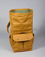 Batohy - Žltý ruksak z voskovaného plátna a kože - 14061950_