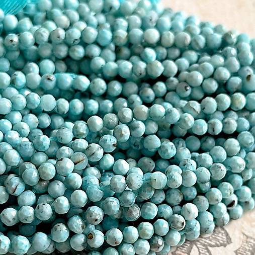 Minerály - Larimar brúsené korálky / cca 3mm - 14064746_