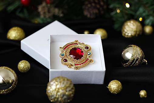 Brošne - Brošňa/Gold collection (Červená) - 14066463_