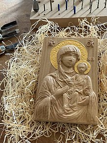 Dekorácie - Mária s Ježiškom - pozlátená - 14067447_