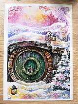 Obrazy - Sada 4 vianočných pohľadníc - Hobbit - Art Print - 14067545_