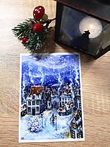 Obrazy - Sada 4 vianočných pohľadníc - Zimná Krajinka - Art Print - 14067601_