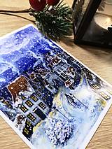 Obrazy - Sada 4 vianočných pohľadníc - Zimná Krajinka - Art Print - 14067602_