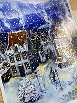 Obrazy - Sada 4 vianočných pohľadníc - Zimná Krajinka - Art Print - 14067607_