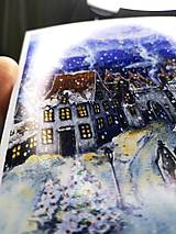Obrazy - Sada 4 vianočných pohľadníc - Zimná Krajinka - Art Print - 14067608_