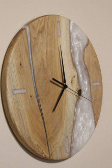 Hodiny - drevené epoxidové hodiny whiteriver - 14067283_