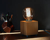 Svietidlá - TESS - Drevená stolová lampa (Snehovo biela) - 14067250_