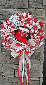 Dekorácie - Vianočný veniec na dvere červeno bielo strieborný - 14070680_