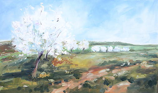 Obrazy - Kvitnúce čerešne - 14070442_