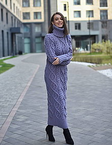 Šaty - Pletené fialové šaty - 14071487_