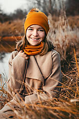 Čiapky, čelenky, klobúky - 100% merino zimný set dámsky s odopínacím brmbolcom horčicová - 14068987_