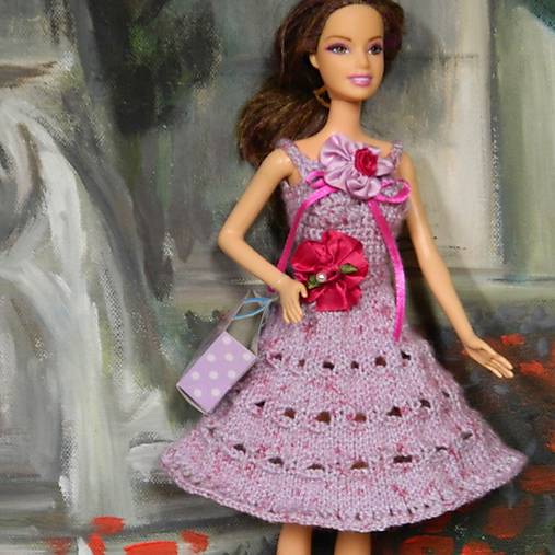  - Háčkované šatičky pre Barbie (Fialkasté šaty pre Barbie) - 14072601_